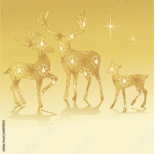 rendeer deer golden silhouette