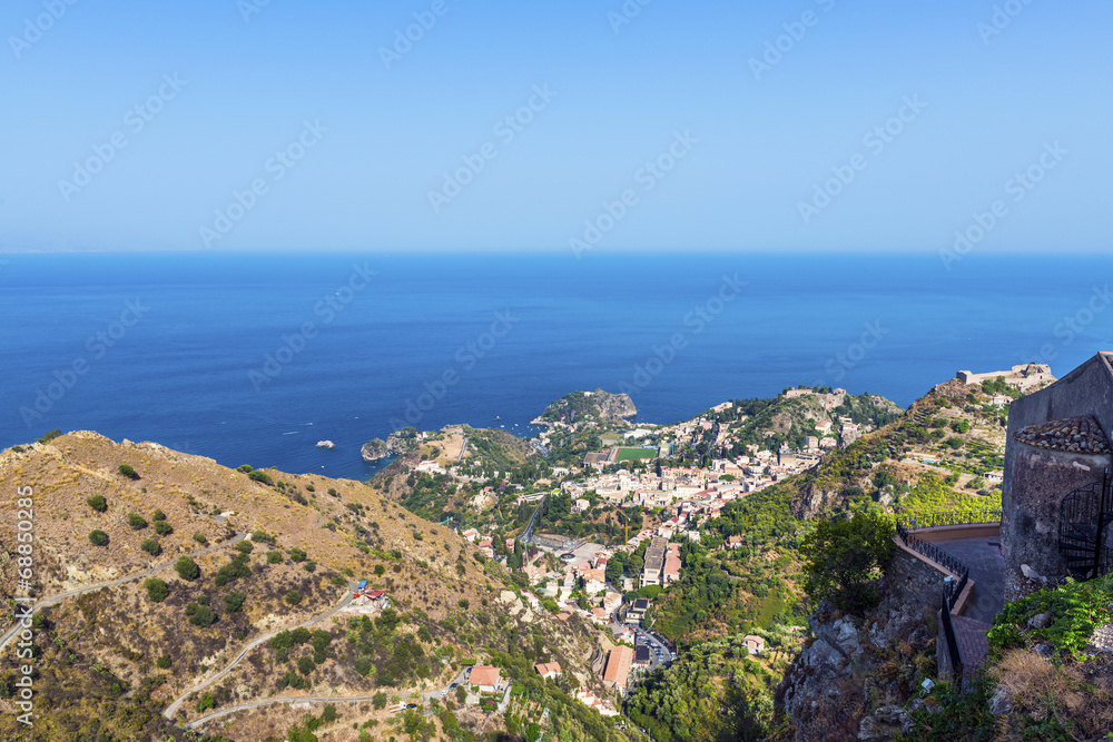 View of Taormina from Castelmola, Sicily