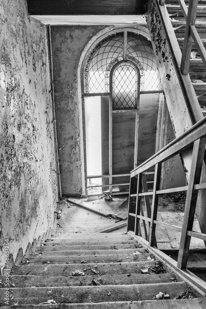 Damaged stairs in the stairwell Damaged stairs in the stairwell