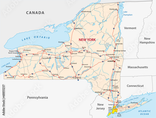 Straßenkarte des US-Bundesstaates New York