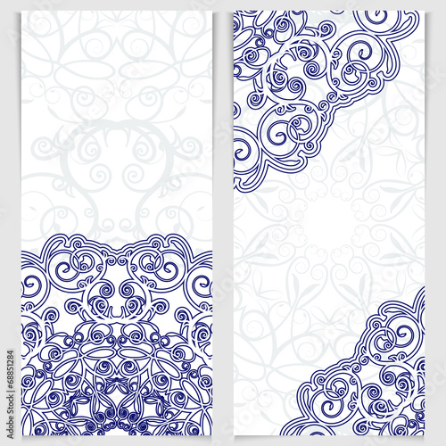 Set of invitations in the style of Chinese porcelain painting.