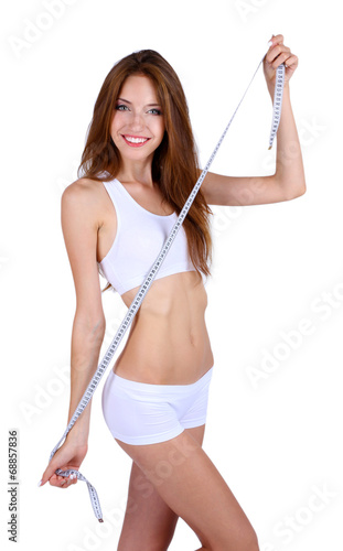 Young woman with orange and...