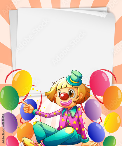 Empty bondpapers with a clown and balloons