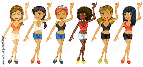 Different girls dancing