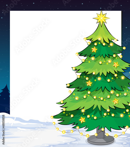 An empty christmas template with a christmas tree