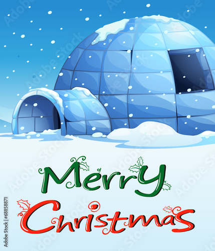 A christmas template with an igloo