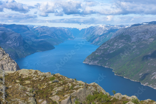 Lysefjorden view from Pulpit Rock in Norway © FadiBarghouthy