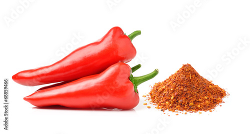 Sweet pepper and cayenne pepper isolated on a white background