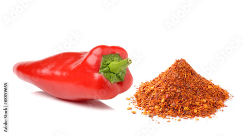 Sweet pepper and cayenne pepper isolated on a white background