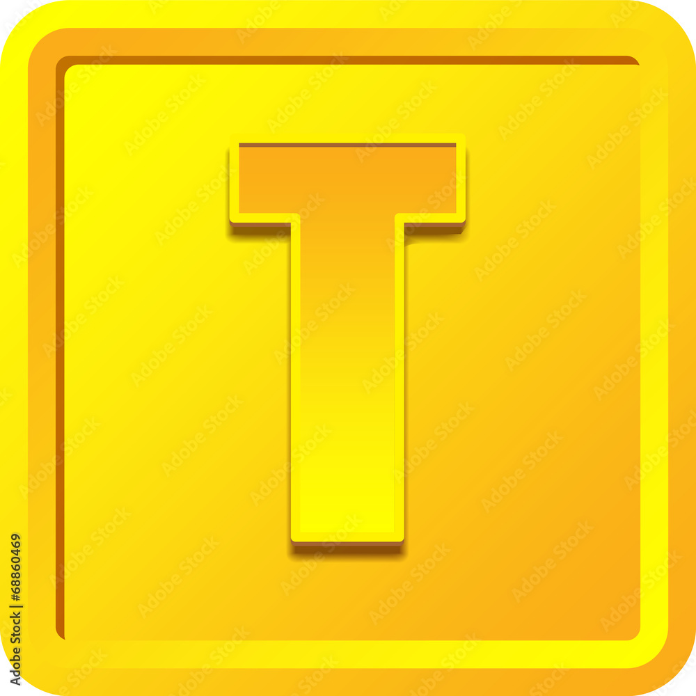 T in gold Color on a Frame background. T in gold Color on a Frame background.