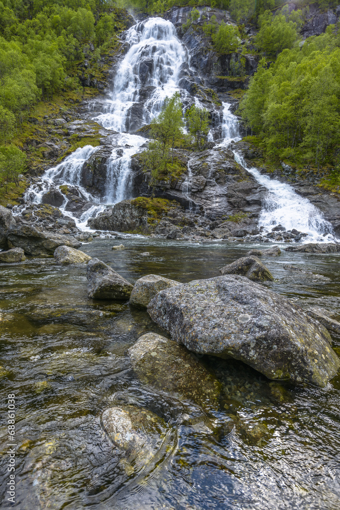 Flesana waterfall in Norway Flesana waterfall in Norway
