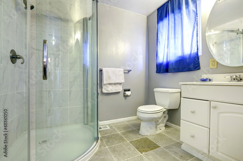 Bathroom interior with glass door shower