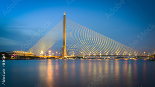 Canvas Print Bangkok Rama VIII bridge at twilight