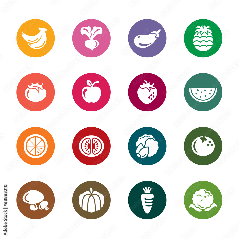 Fruit and Vegetables Color Icons Fruit and Vegetables Color Icons