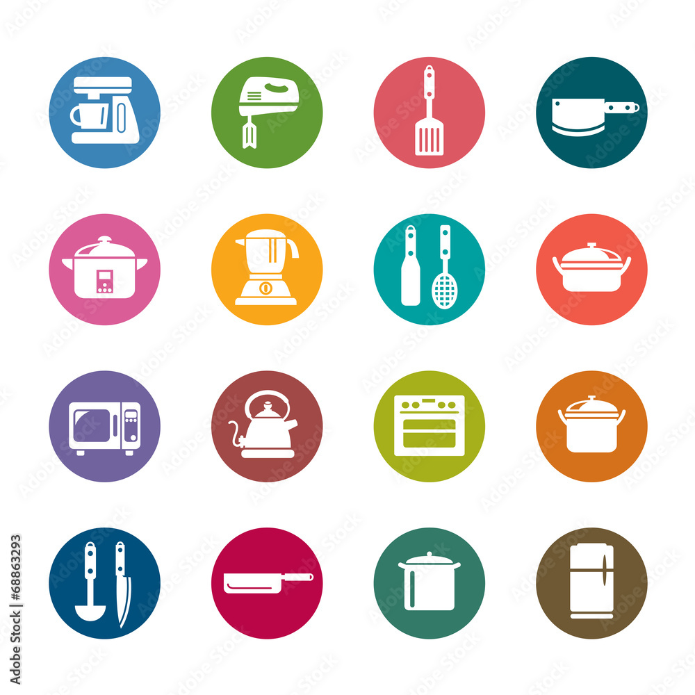 Kitchen Utensils and Appliances Color Icons Kitchen Utensils and Appliances Color Icons