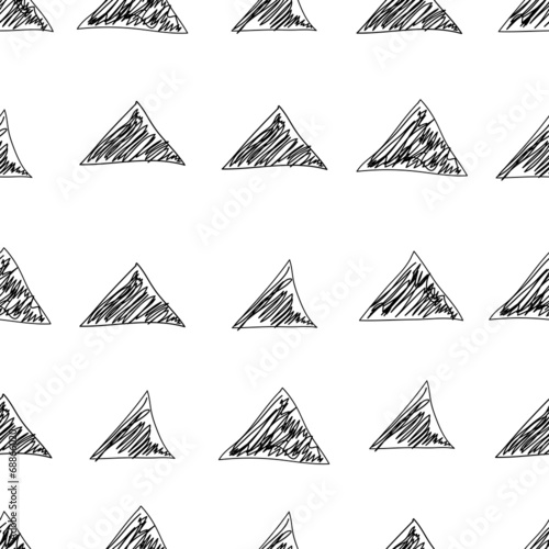 Vector seamless pattern. Black triangles doodle