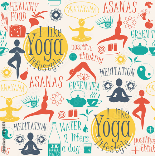 Yoga lifestyle seamless pattern