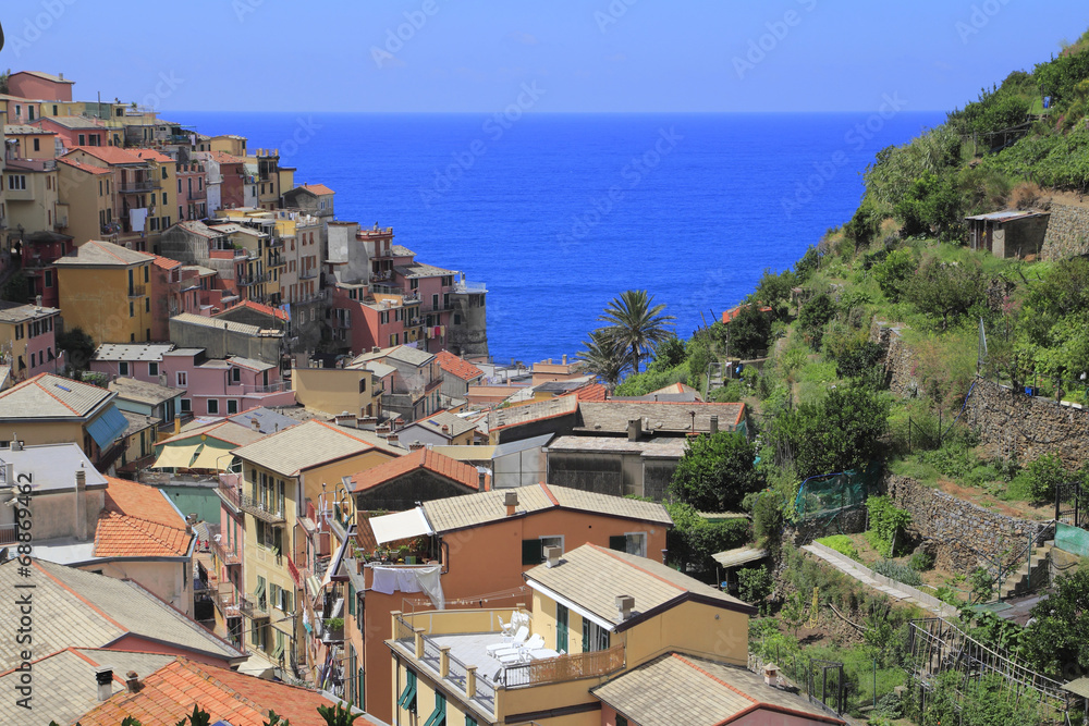 Village of Manarola, at Cinque Terre, Italy