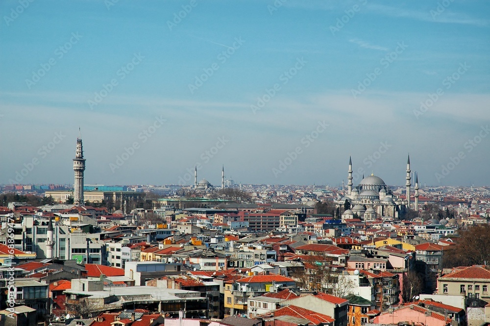 Obraz premium Süleymaniye Mosque and fire tower