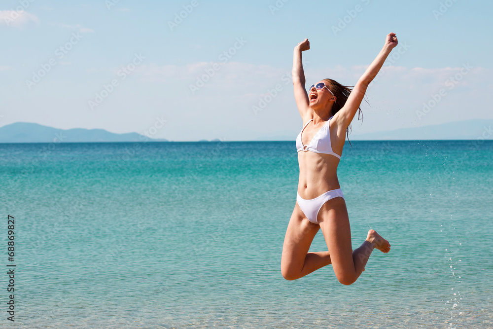 Jumping on the beach Jumping on the beach