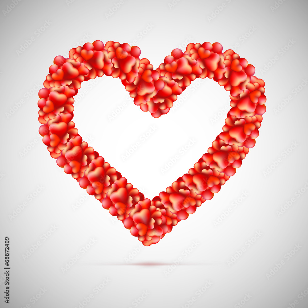 Big red heart made up of small hearts