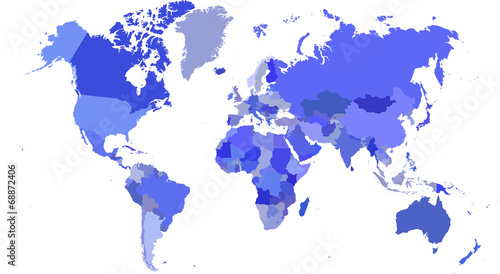 Fototapeta Naklejka Na Ścianę i Meble -  Blue Map of the World - Countries