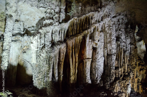 Stalactites. Cave Emine Bair Khosar in Crimea.