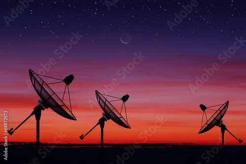 Satellite dish sky sun stars communication