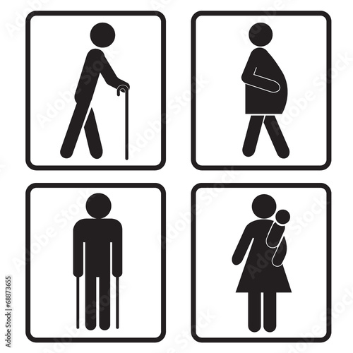 Priority seats, sign, black