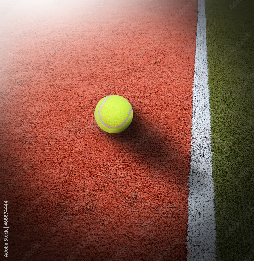 Tennis ball on court grass play game background