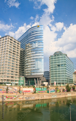 Photography High-rise buildings, the Danube Canal. Vienna. Austria