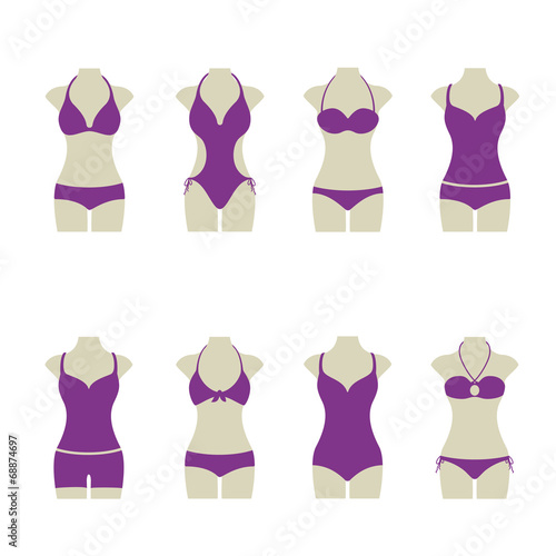 Bikini Set Sommer Vektor Icon Button