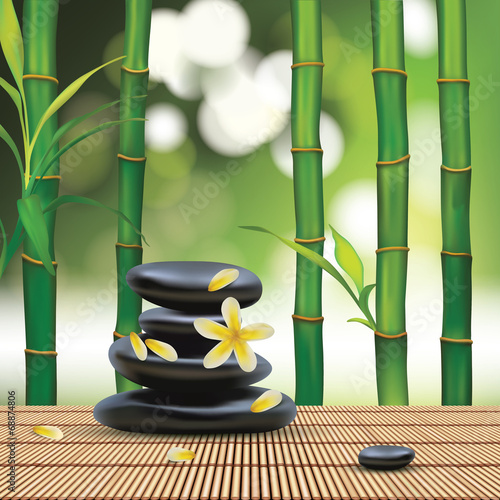 Vector Beautiful Spa Composition With Zen Stones