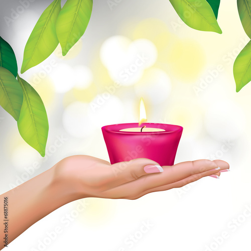 Vector Beautiful Woman Hand Holding Candle Illustration