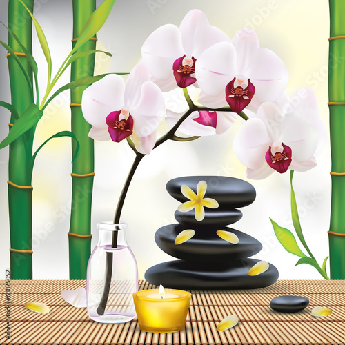 Vector Beautiful Spa Composition With Zen Stones
