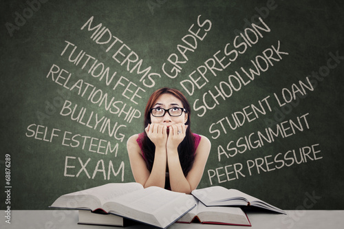 Canvastavla Stressed student with many problems