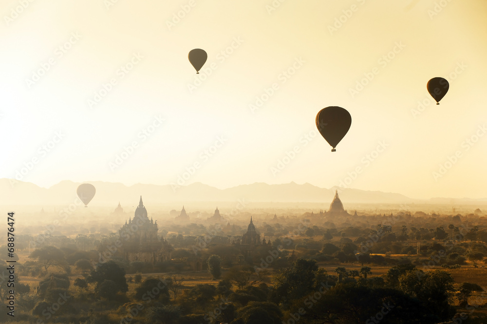 Sunrise over temples of Bagan in Myanmar