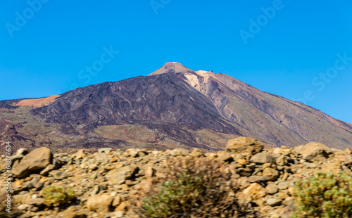 Purple Teide volcano from the road of Ucanca valley