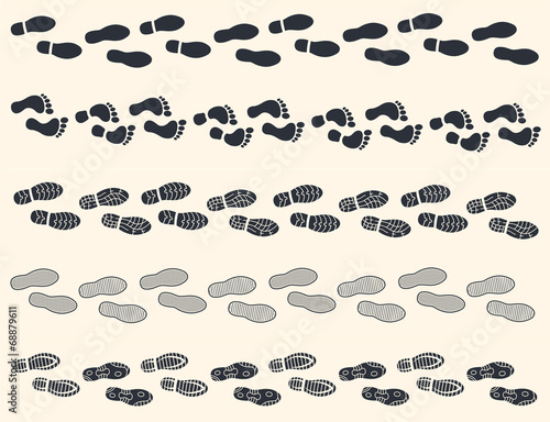 Set of  footprints shoes icon