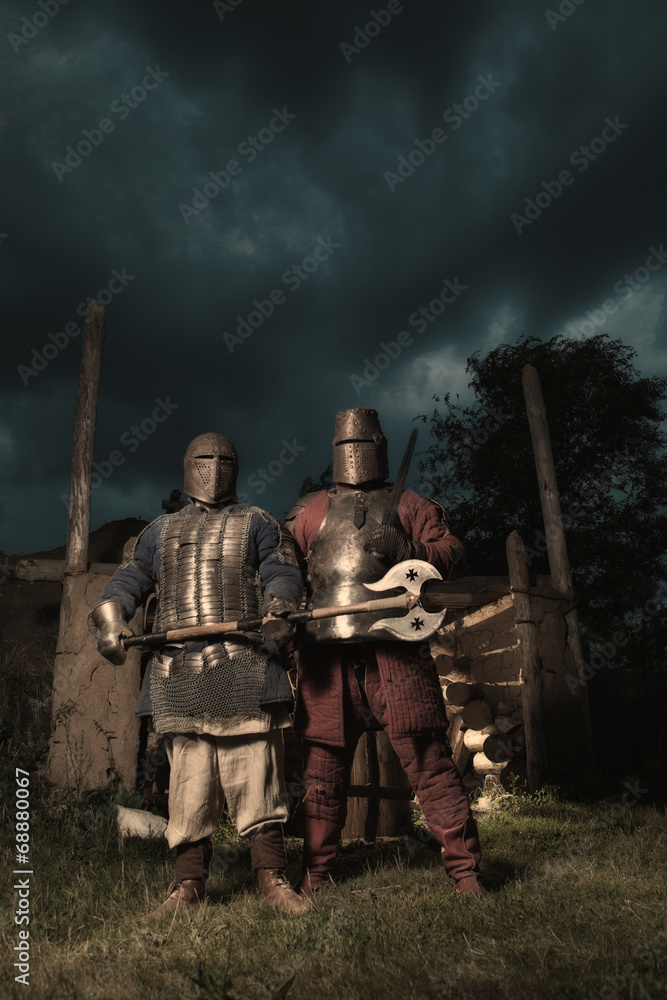 Fototapeta premium Squad of two medieval knights