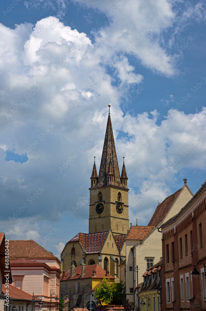 The clock tower of the Sibiu -  Romania