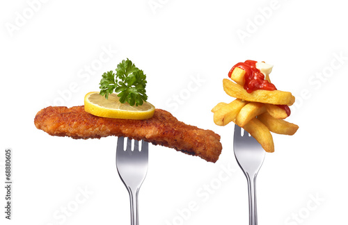 Tableau sur toile Wiener Schnitzel mit Pommes Frittes