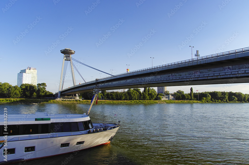 Modern bridge in Bratislava - Capital of Slovak Republic