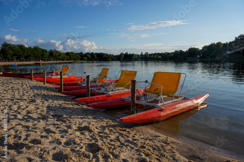 pedalo or paddle bike on a lake