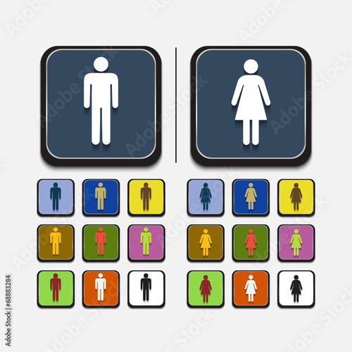 Stylish colored icons, man,woman