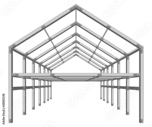 steel frame building project scheme isolated on white vector