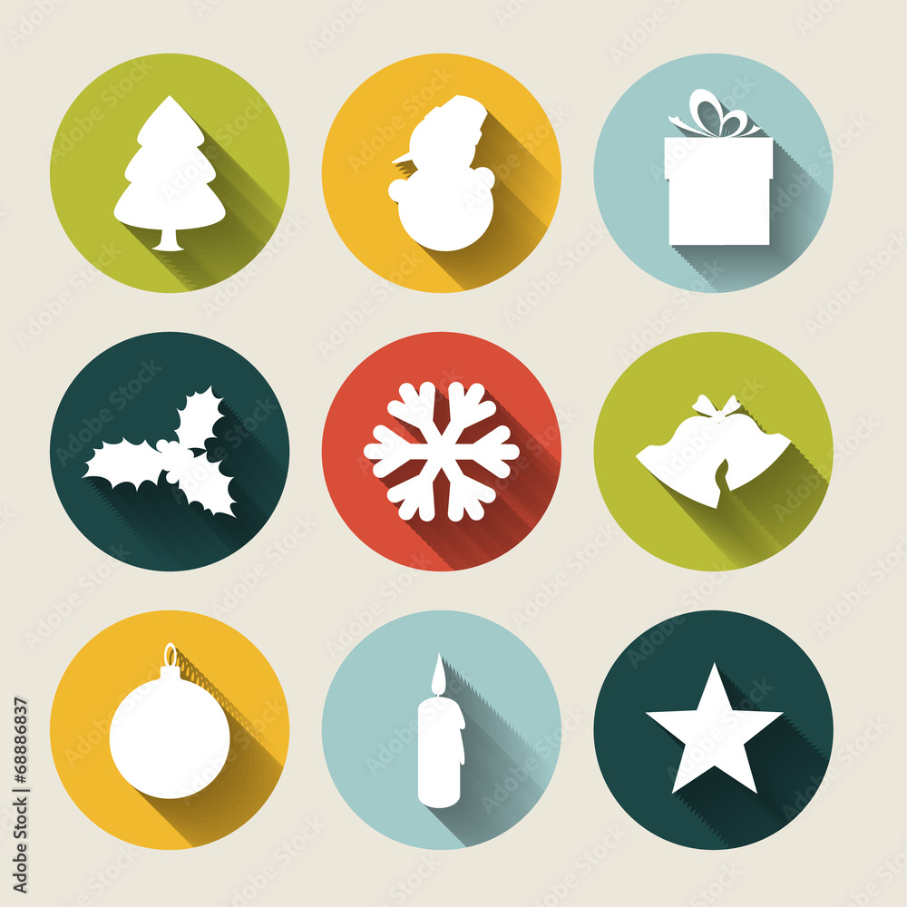 Vector retro christmas card with seasonal shapes Vector retro christmas card with seasonal shapes