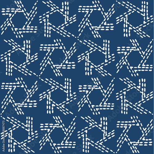 Hand drawn seamless indigo ...
