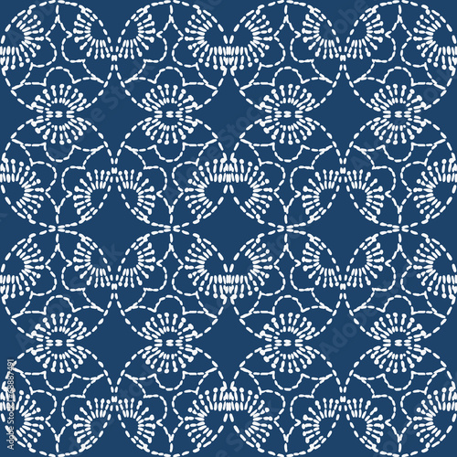 Hand drawn seamless indigo ...