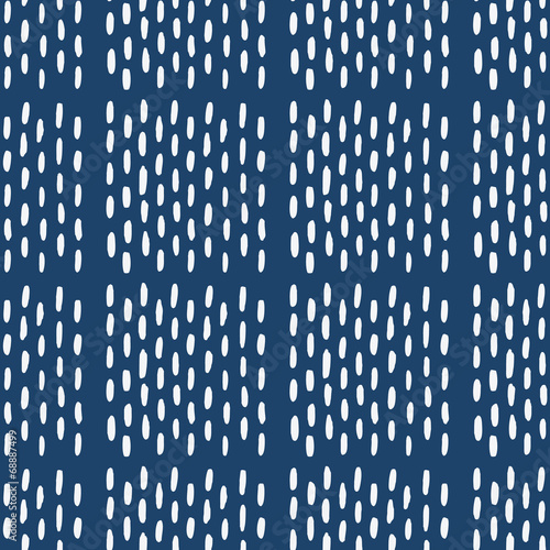 Hand drawn seamless indigo folk pattern